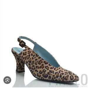 THIERRY RABOTIN | leopard print suede slingback kitten heels sz 39.5